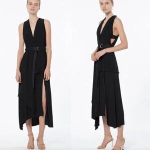 Manning Cartell The New Order Dress Sleeveless V-Neck Belted Midi Black Size 6
